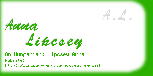 anna lipcsey business card